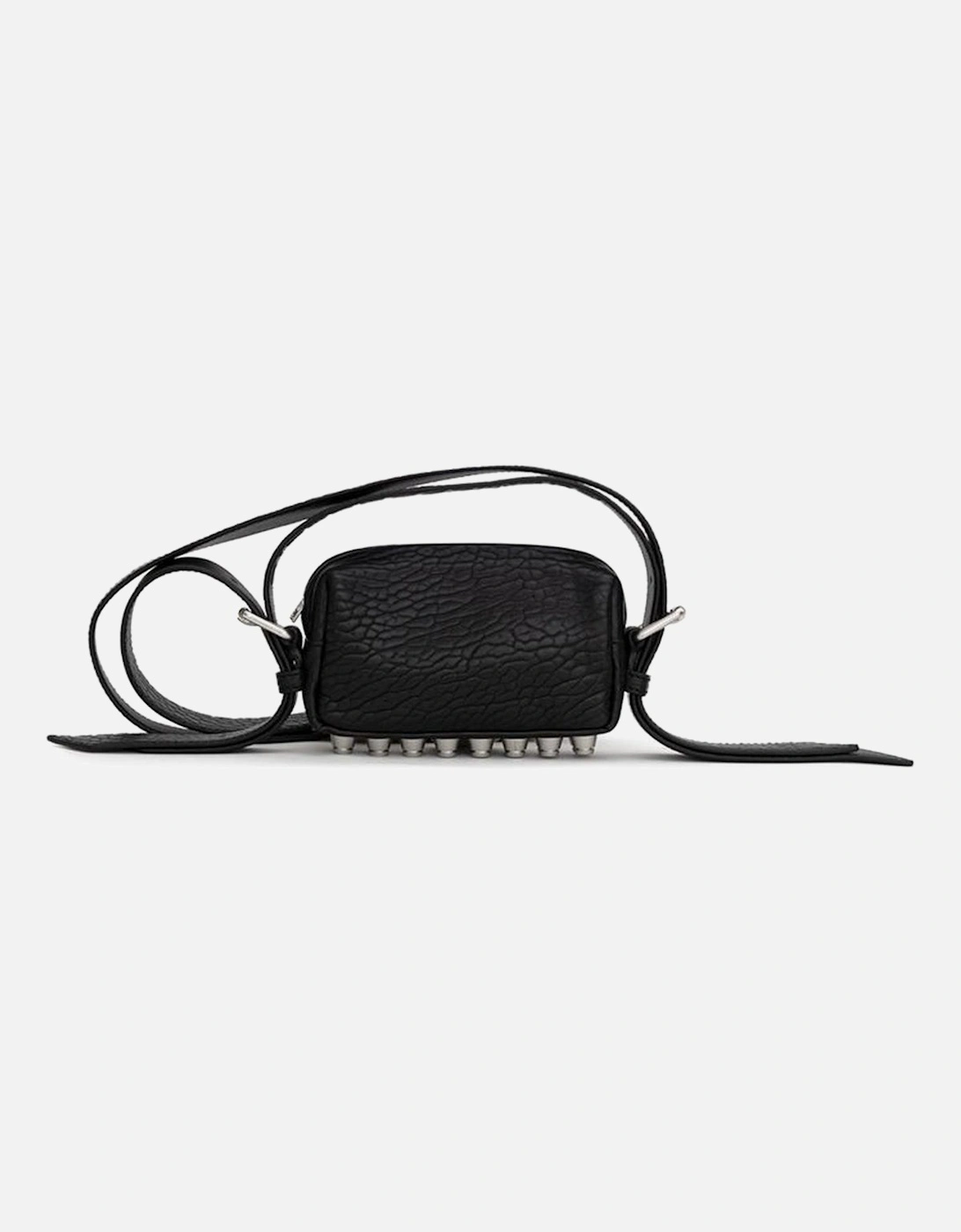 Hedgehog Leather Shoulder Bag with Studded Bottom Women - Black, 7 of 6