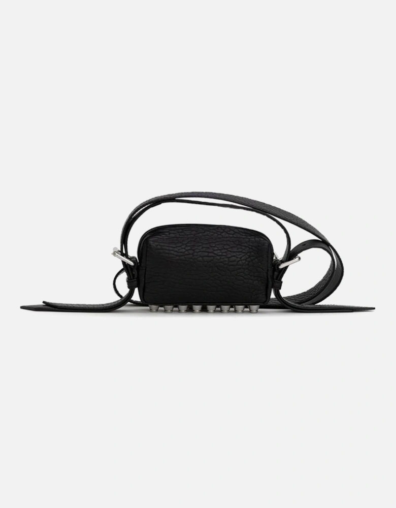 Hedgehog Leather Shoulder Bag with Studded Bottom Women - Black