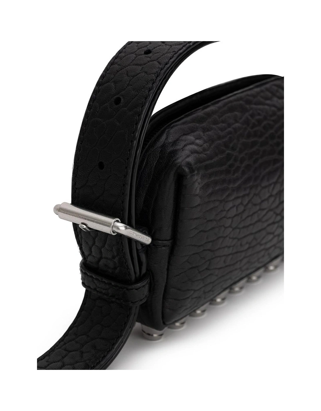 Hedgehog Leather Shoulder Bag with Studded Bottom Women - Black