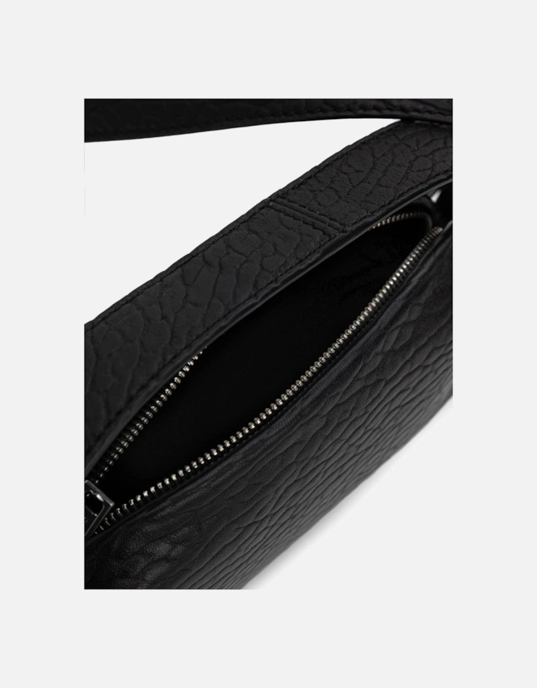 Hedgehog Leather Shoulder Bag with Studded Bottom Women - Black