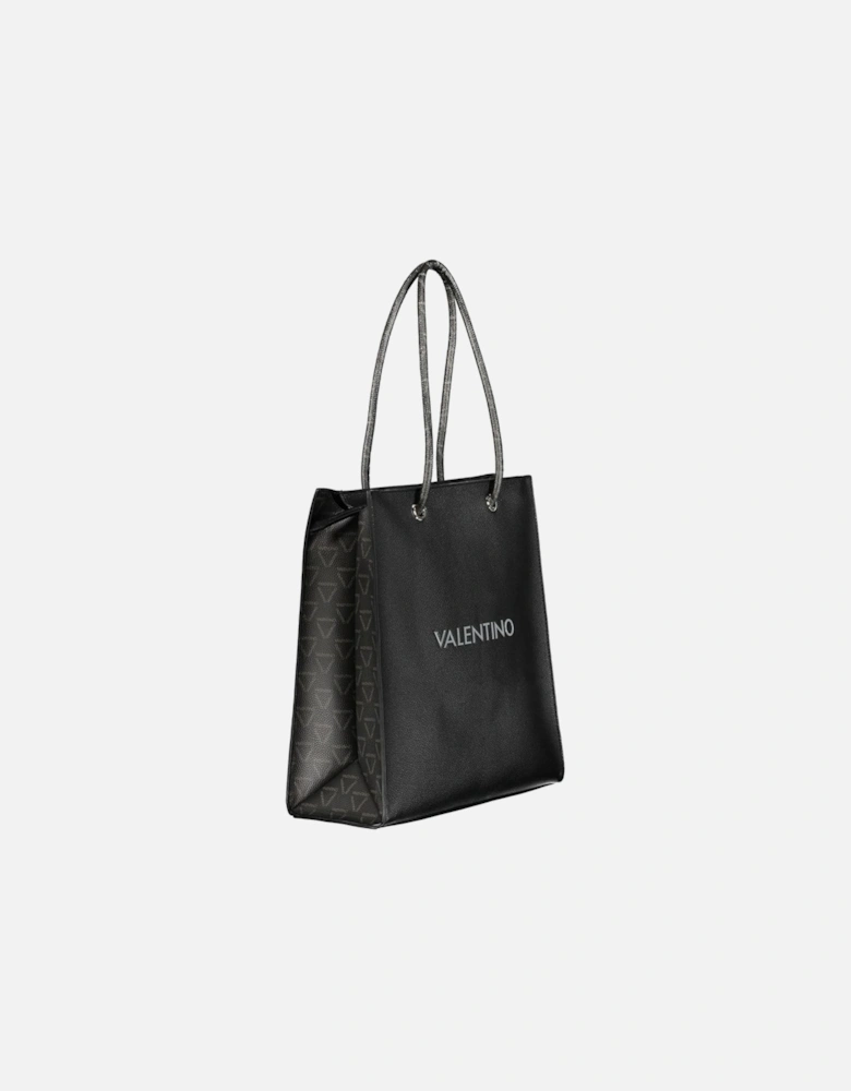 Contrasting Detail Shoulder Bag with Zip Closure Women - Black
