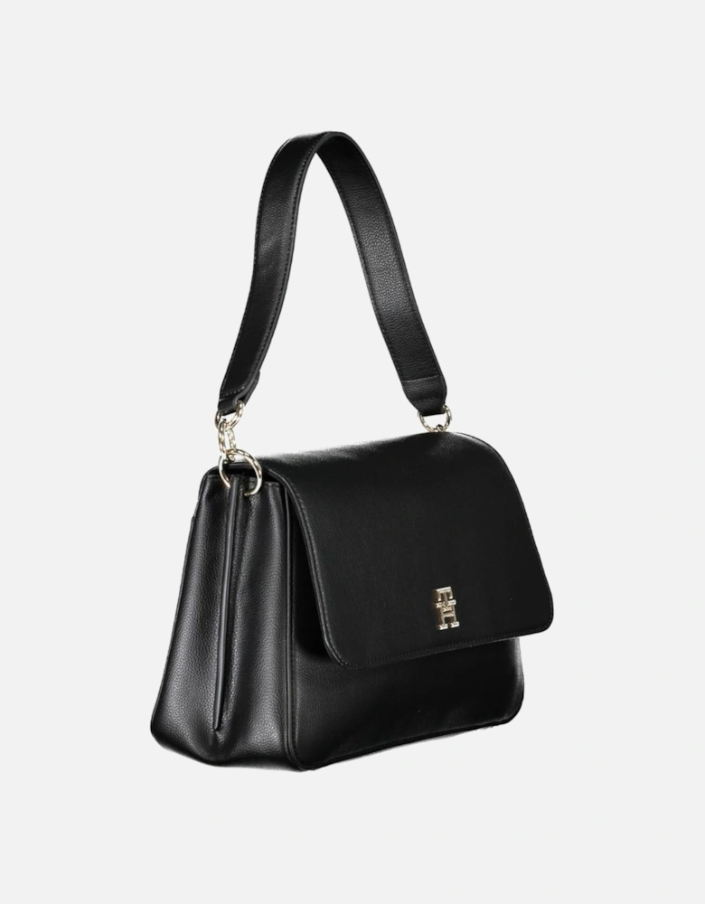 Adjustable Strap Shoulder Bag with Central Pocket Women - Black