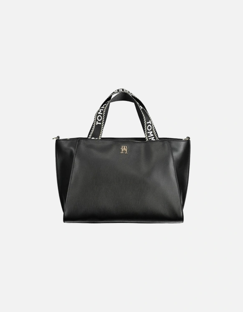 Recycled Polyester Tote with Adjustable Strap Women - Black Handbags