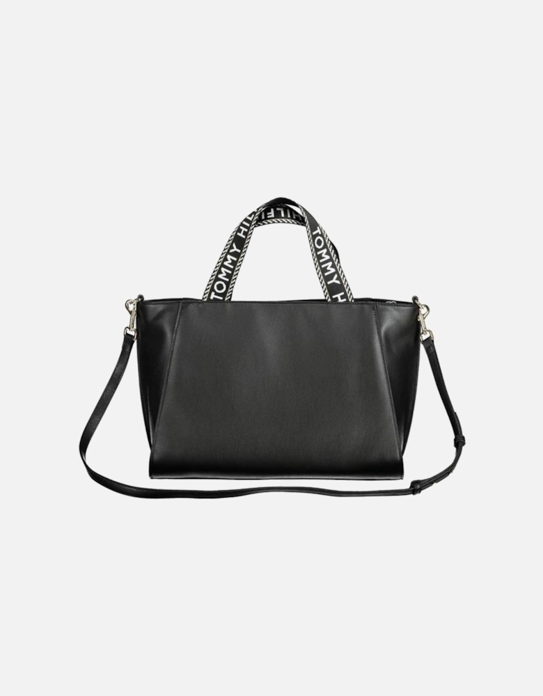 Recycled Polyester Tote with Adjustable Strap Women - Black Handbags