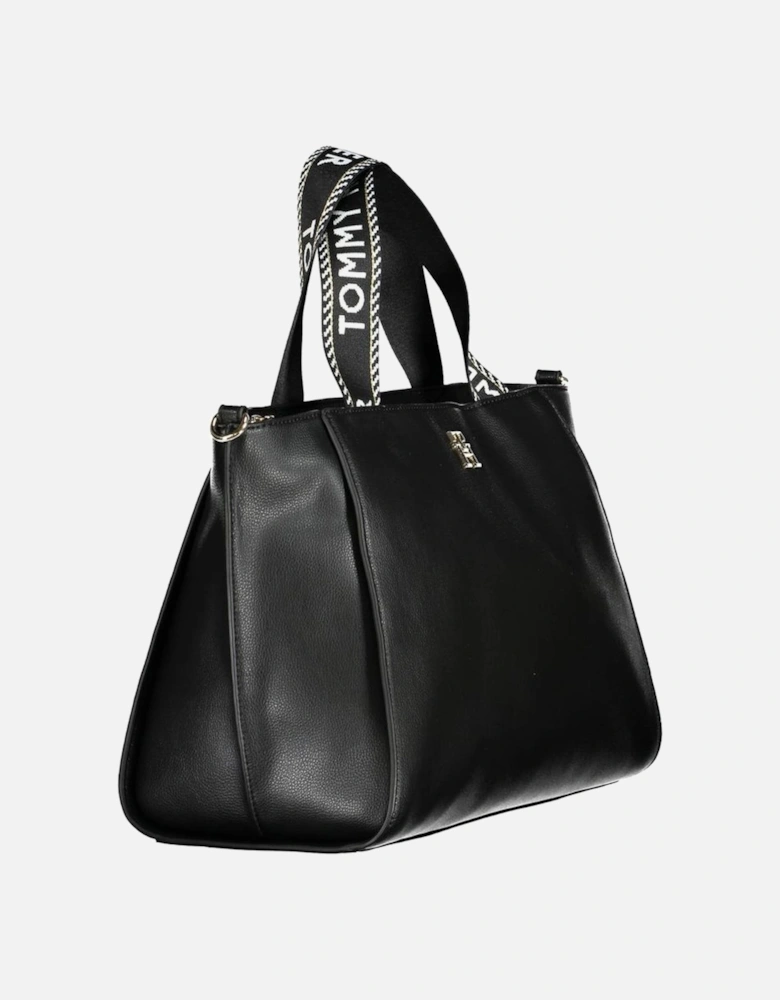 Recycled Polyester Tote with Adjustable Strap Women - Black Handbags
