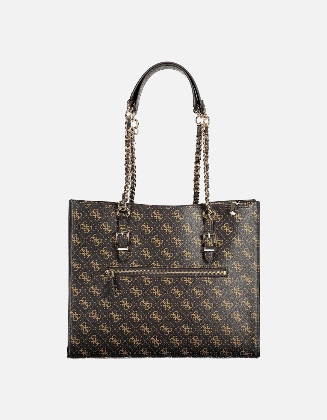 Zip Closure Chain Shoulder Bag with Pockets Women - Brown Handbags