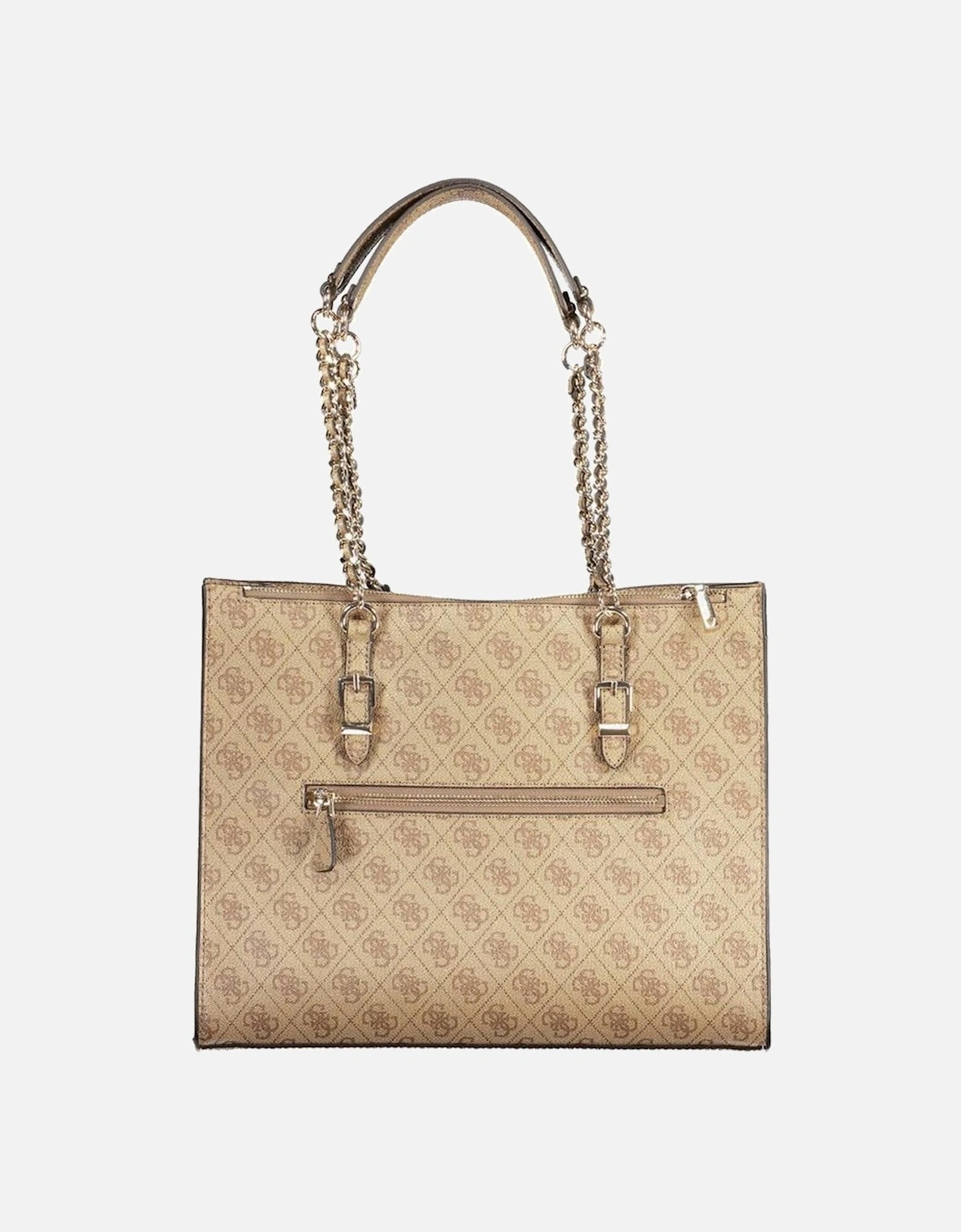 Chain Shoulder Bag with External and Internal Pockets Women - Beige