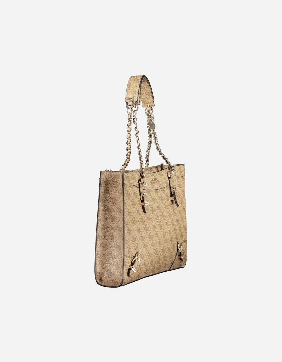 Chain Shoulder Bag with External and Internal Pockets Women - Beige