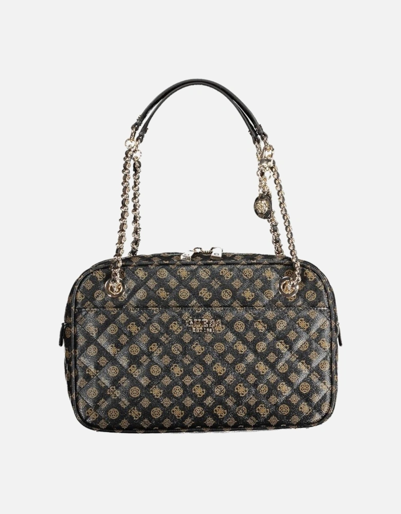 Chain Shoulder Bag with External and Internal Pockets Women - Brown