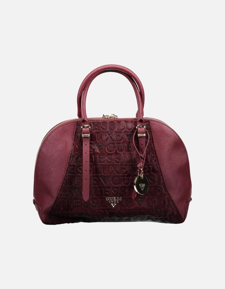 Structured Leather Tote Bag with Zip Closure Women - Purple Handbags
