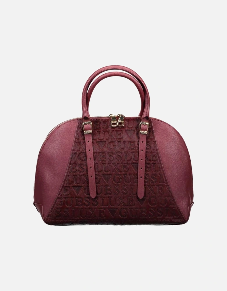Structured Leather Tote Bag with Zip Closure Women - Purple Handbags