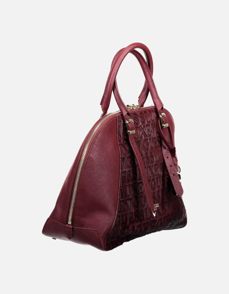 Structured Leather Tote Bag with Zip Closure Women - Purple Handbags