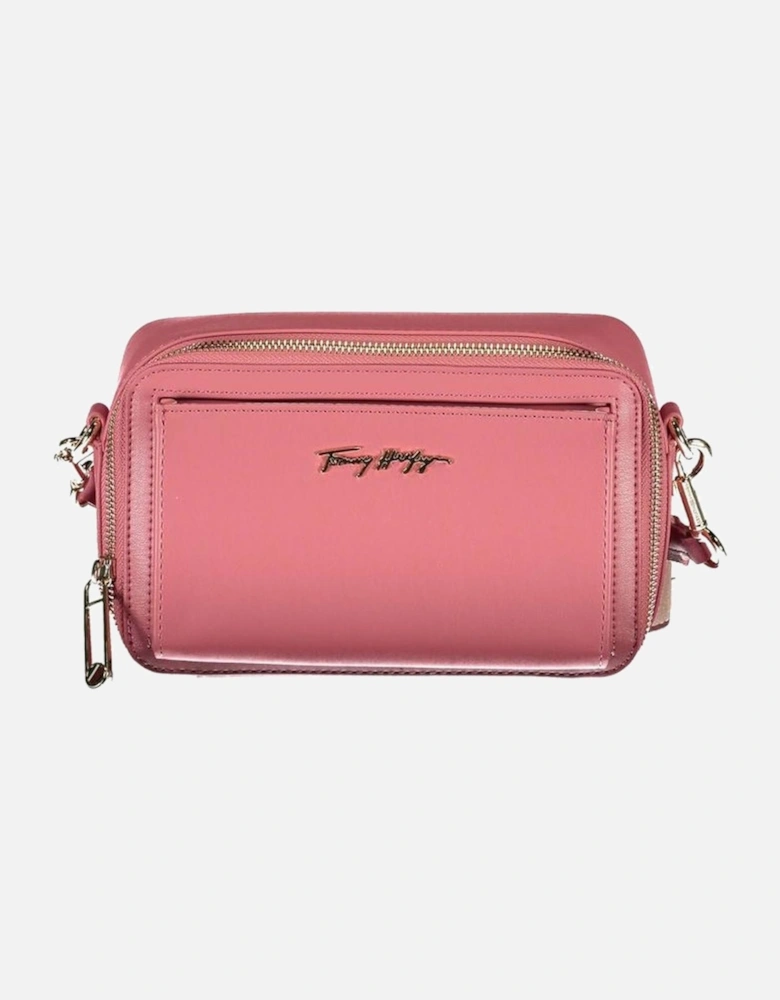 Adjustable Shoulder Bag with External Pocket Women - Pink Handbags