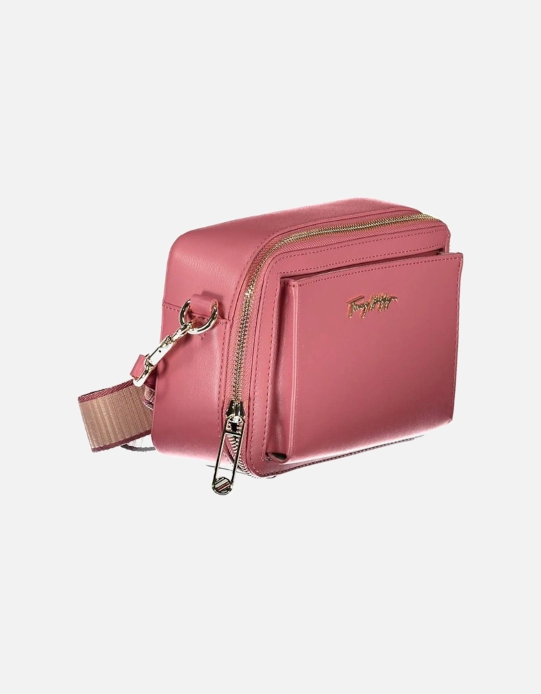 Adjustable Shoulder Bag with External Pocket Women - Pink Handbags