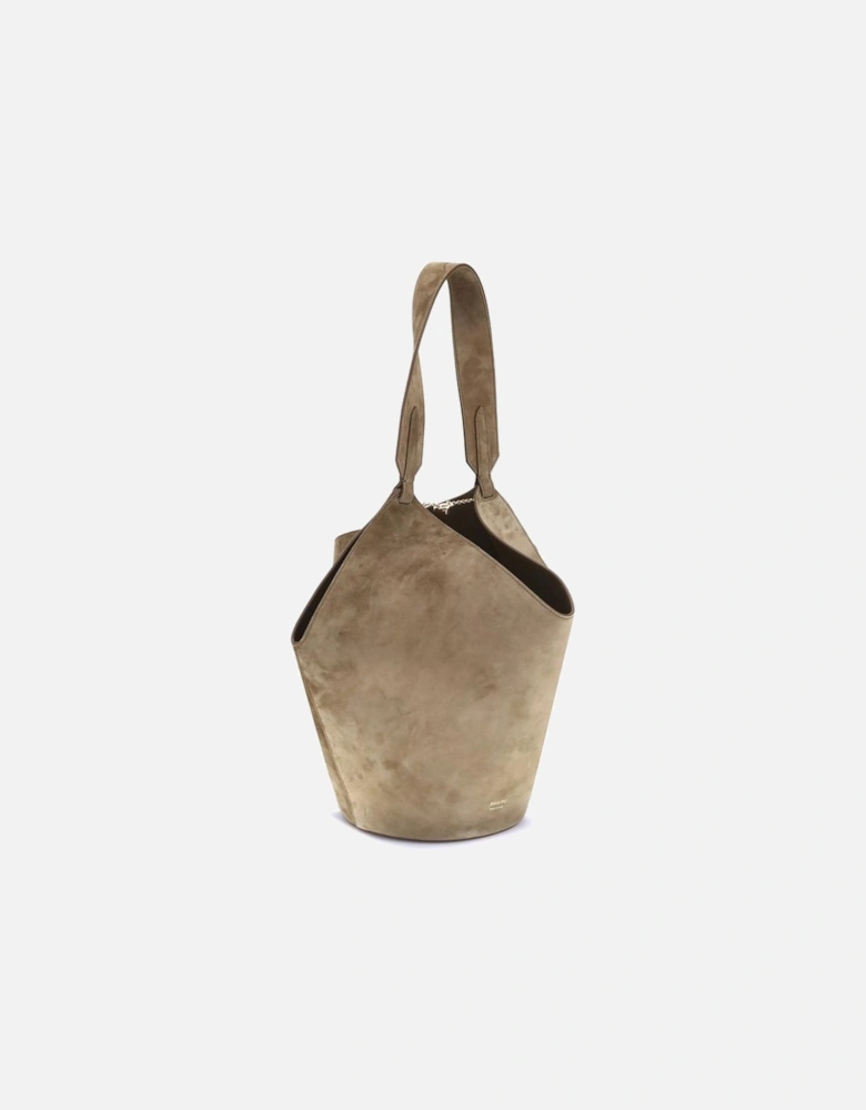 Lotus Small Suede Shoulder Bag with Top Handle Women - Beige