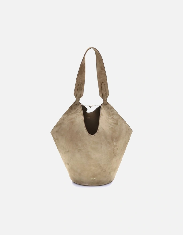 Lotus Small Suede Shoulder Bag with Top Handle Women - Beige