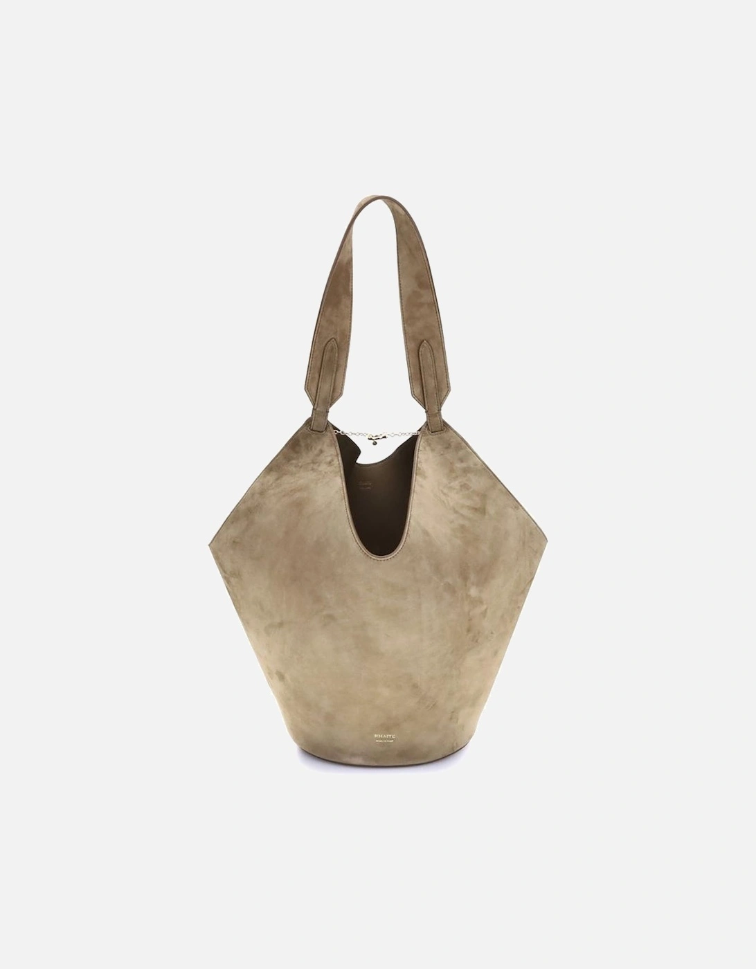 Lotus Small Suede Shoulder Bag with Top Handle Women - Beige, 5 of 4