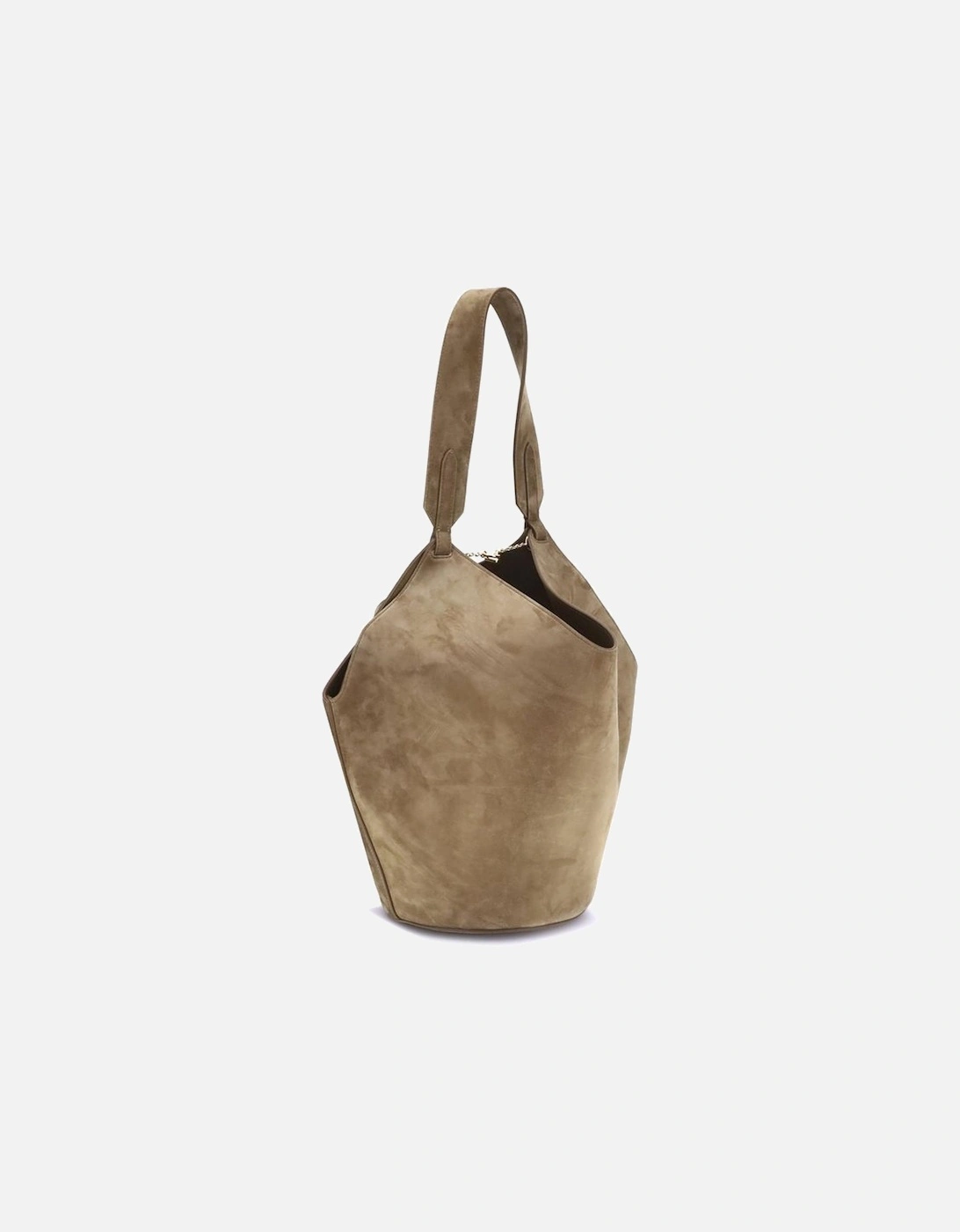 Lotus Small Suede Shoulder Bag with Top Handle Women - Beige