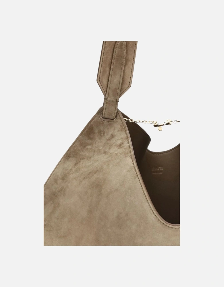 Lotus Small Suede Shoulder Bag with Top Handle Women - Beige