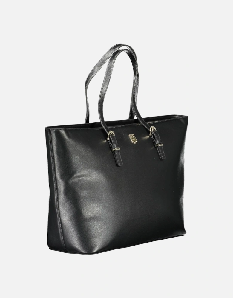 Laptop Holder Shoulder Bag with Zip Closure Women - Black Handbags