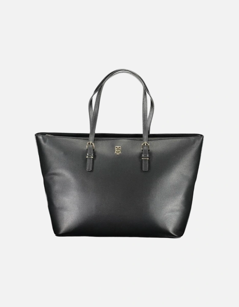 Laptop Holder Shoulder Bag with Zip Closure Women - Black Handbags