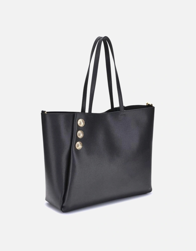 Embleme Leather Tote Bag with Chain Details Women - Black Shoulder