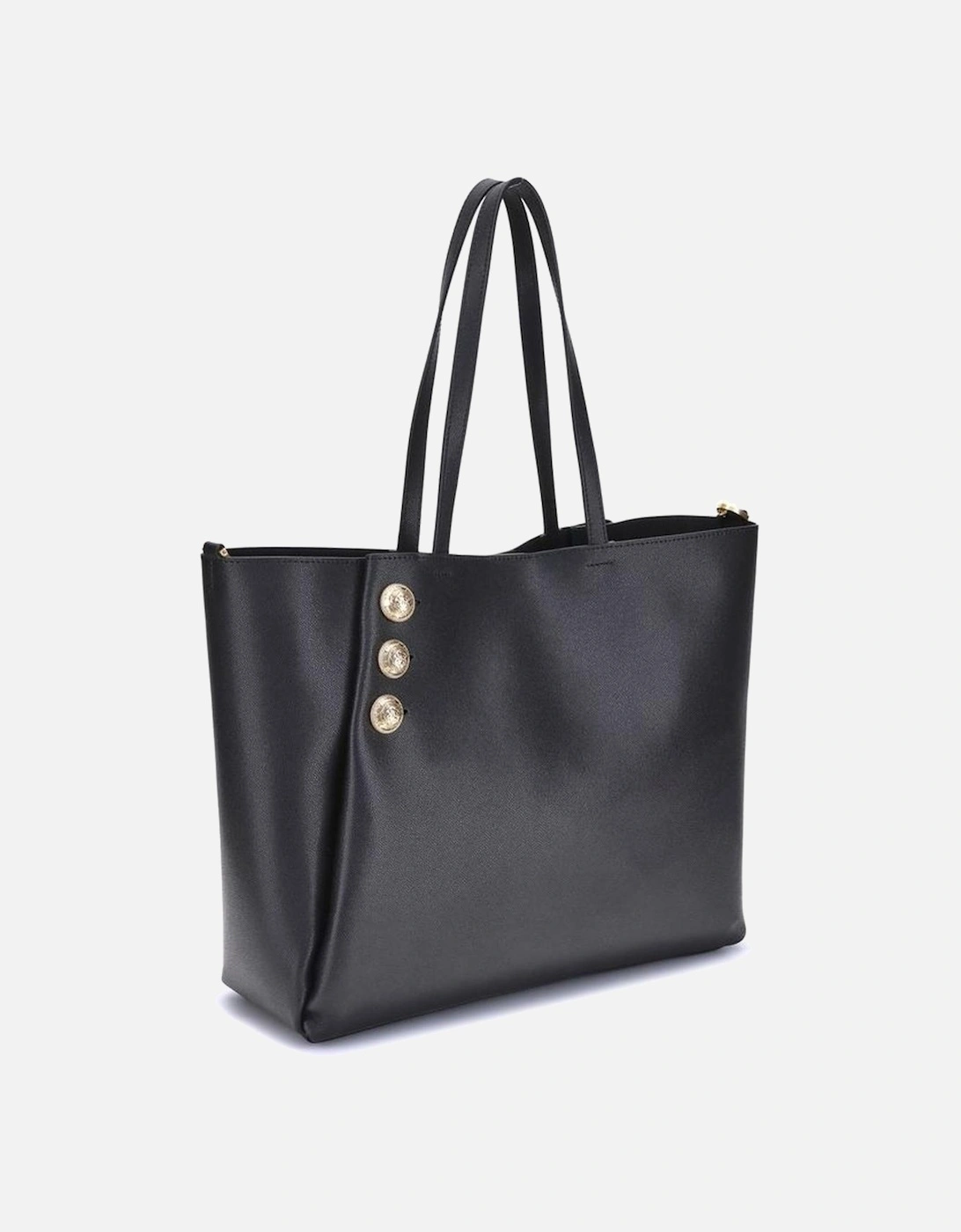 Embleme Leather Tote Bag with Chain Details Women - Black Shoulder