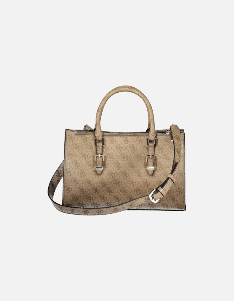 Two-Handle Shoulder Bag with External Pocket Women - Beige Handbags