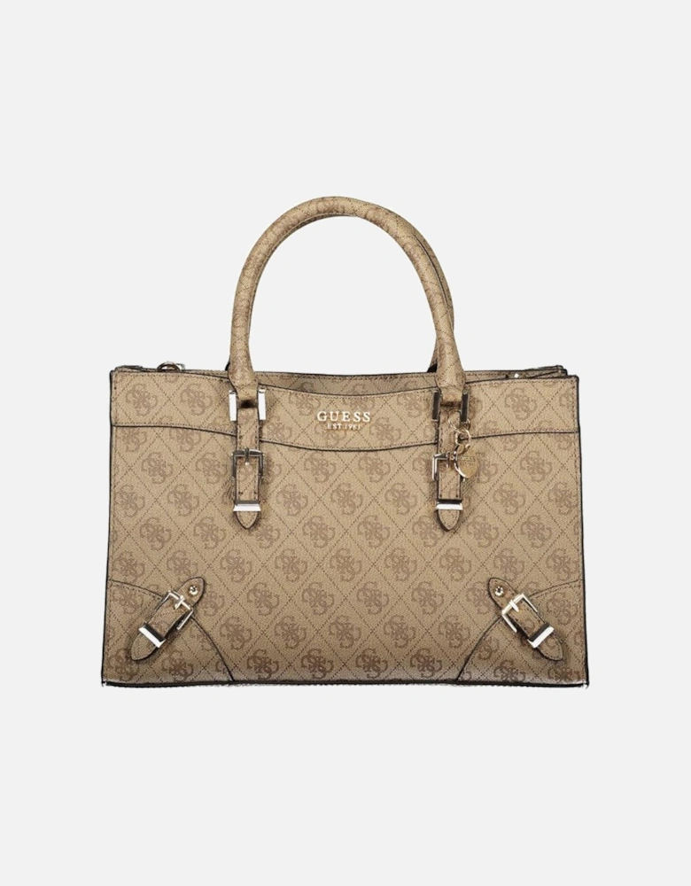 Two-Handle Shoulder Bag with External Pocket Women - Beige Handbags
