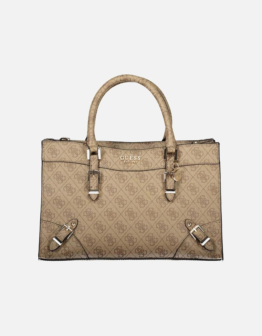 Two-Handle Shoulder Bag with External Pocket Women - Beige Handbags, 4 of 3