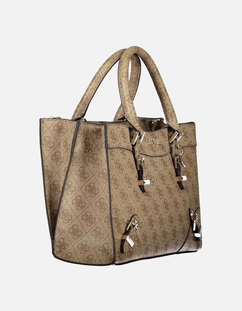 Two-Handle Shoulder Bag with External Pocket Women - Beige Handbags