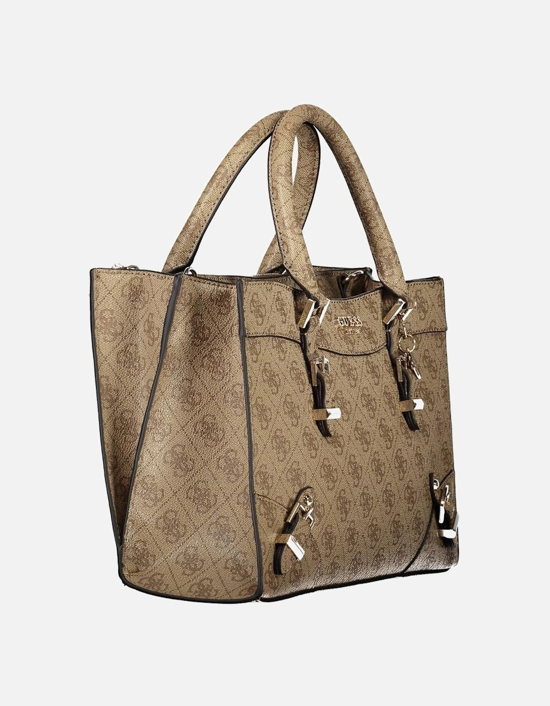 Two-Handle Shoulder Bag with External Pocket Women - Beige Handbags
