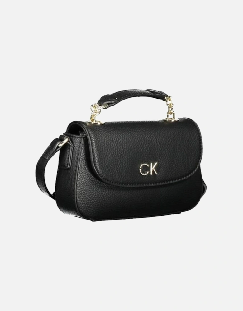 Recycled Polyester Bag with Chain Handle and Card Pocket Women - Black
