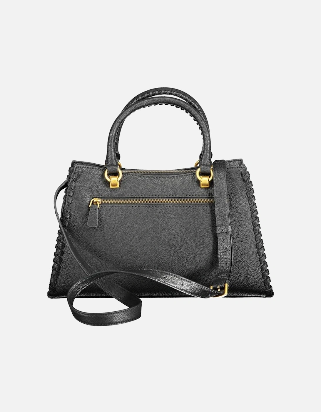 Leather Handbag with Adjustable Shoulder Strap Women - Black