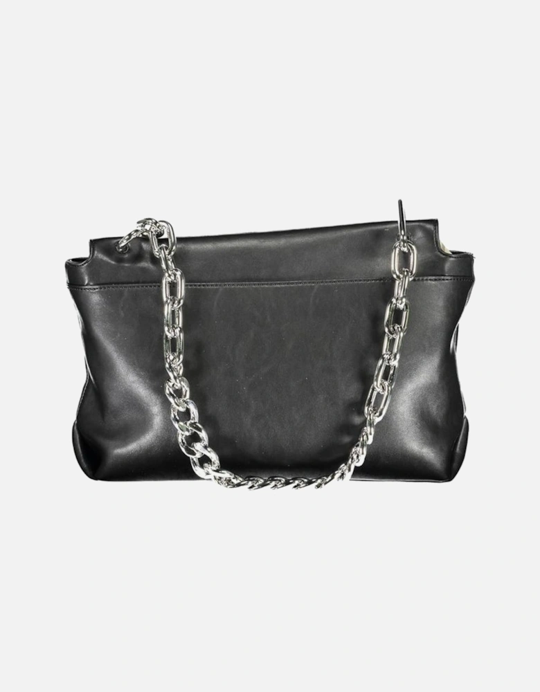 Chain Shoulder Bag with Logo and Pockets Women - Black Handbags