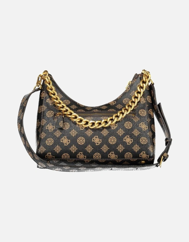 Chain Handle Shoulder Bag with External Pocket Women - Brown Handbags