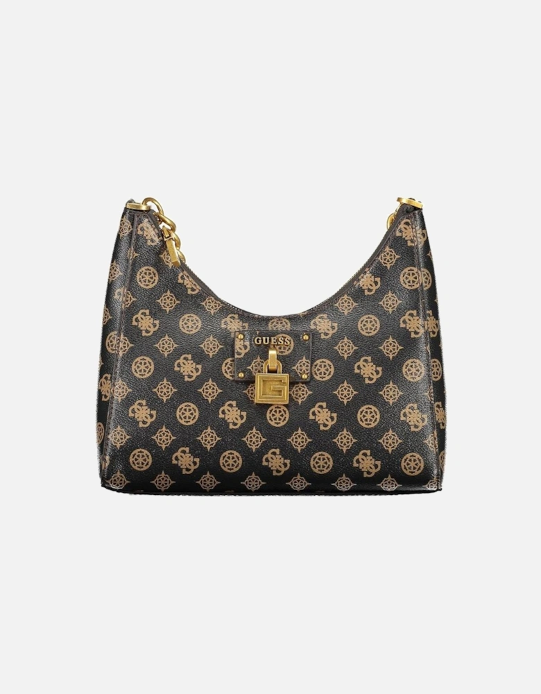 Chain Handle Shoulder Bag with External Pocket Women - Brown Handbags