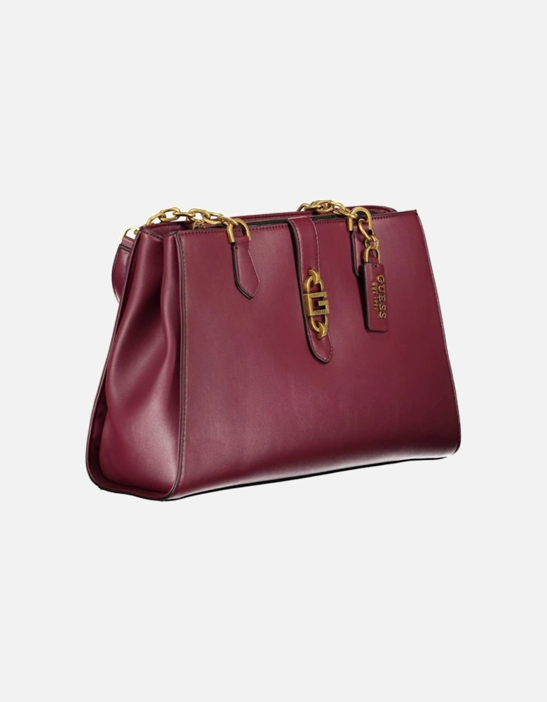 Leather Shoulder Bag with Multiple Compartments Women - Purple