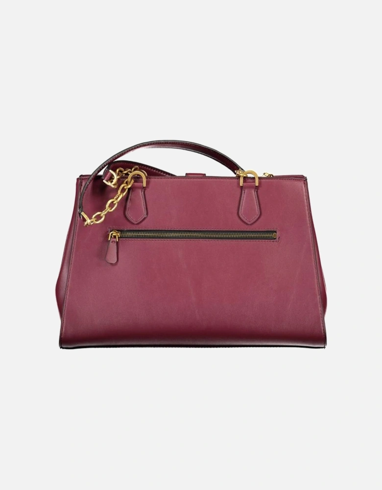 Leather Shoulder Bag with Multiple Compartments Women - Purple