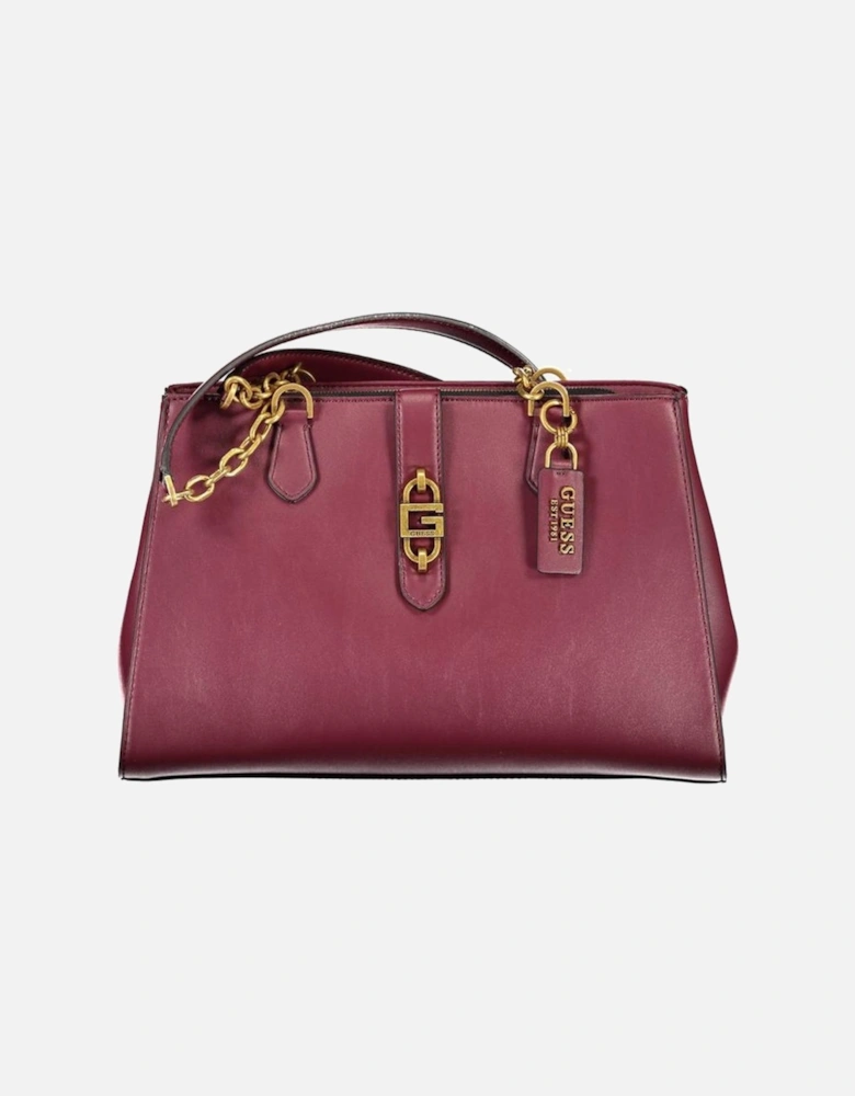 Leather Shoulder Bag with Multiple Compartments Women - Purple