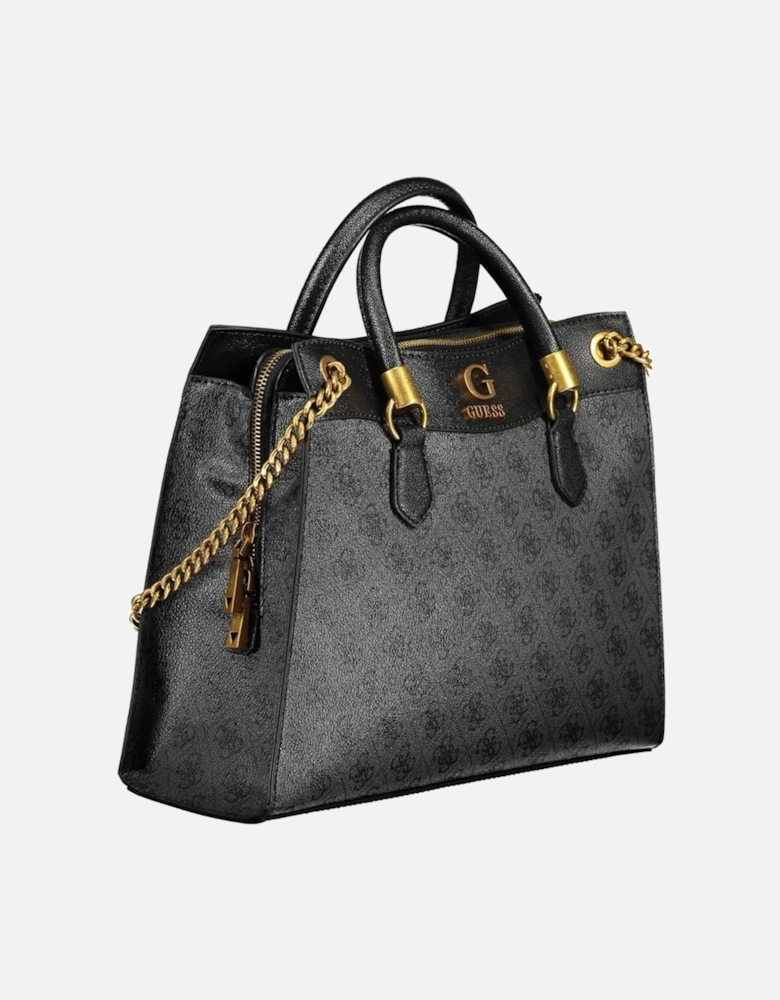 Chain Shoulder Bag with External Pocket Women - Black Handbags