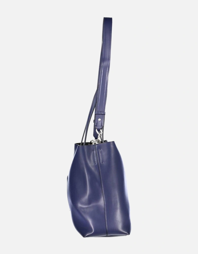 Structured Leather Tote with Shoulder Strap Women - Blue Handbags