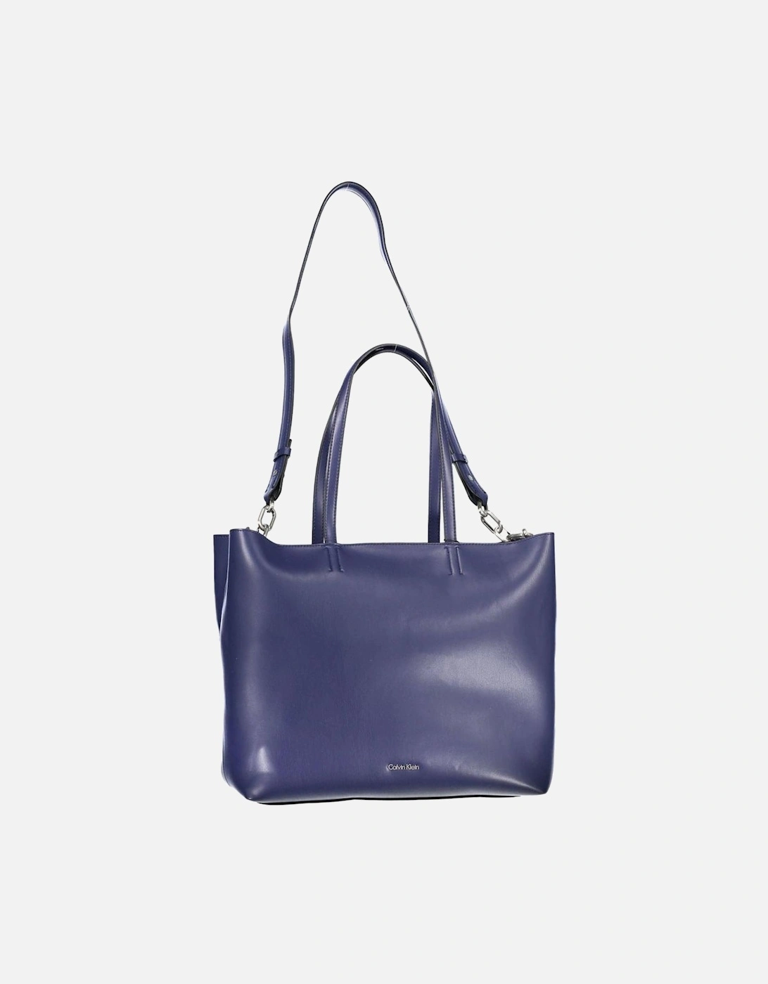 Structured Leather Tote with Shoulder Strap Women - Blue Handbags, 4 of 3
