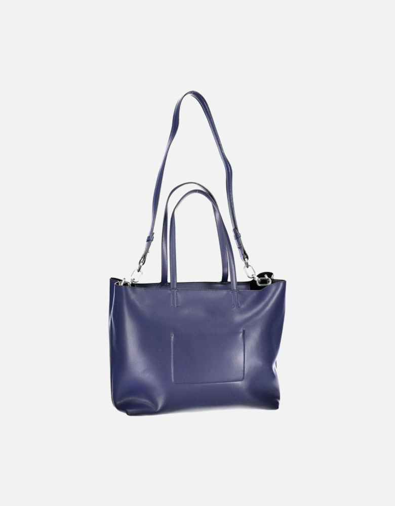Structured Leather Tote with Shoulder Strap Women - Blue Handbags