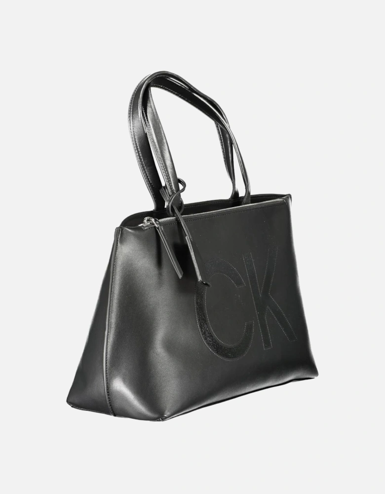 Recycled Polyester Bag with Logo and Print Women - Black Handbags