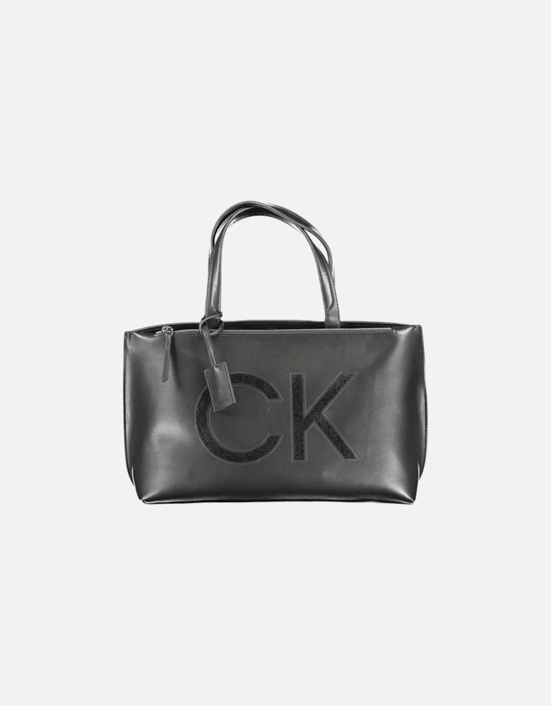 Recycled Polyester Bag with Logo and Print Women - Black Handbags