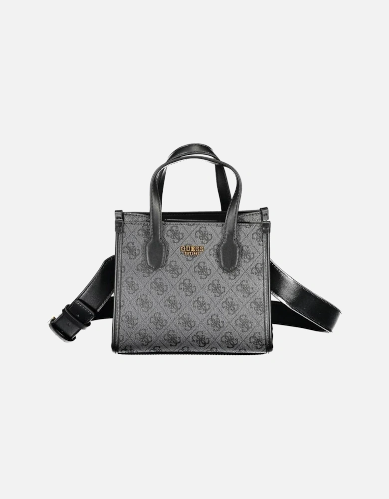 Two-Handle Bag with Adjustable Strap and Compartments Women - Black