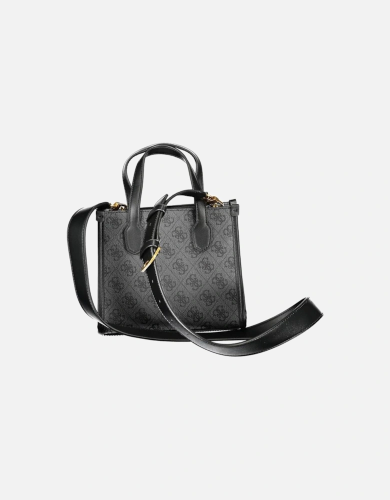 Two-Handle Bag with Adjustable Strap and Compartments Women - Black