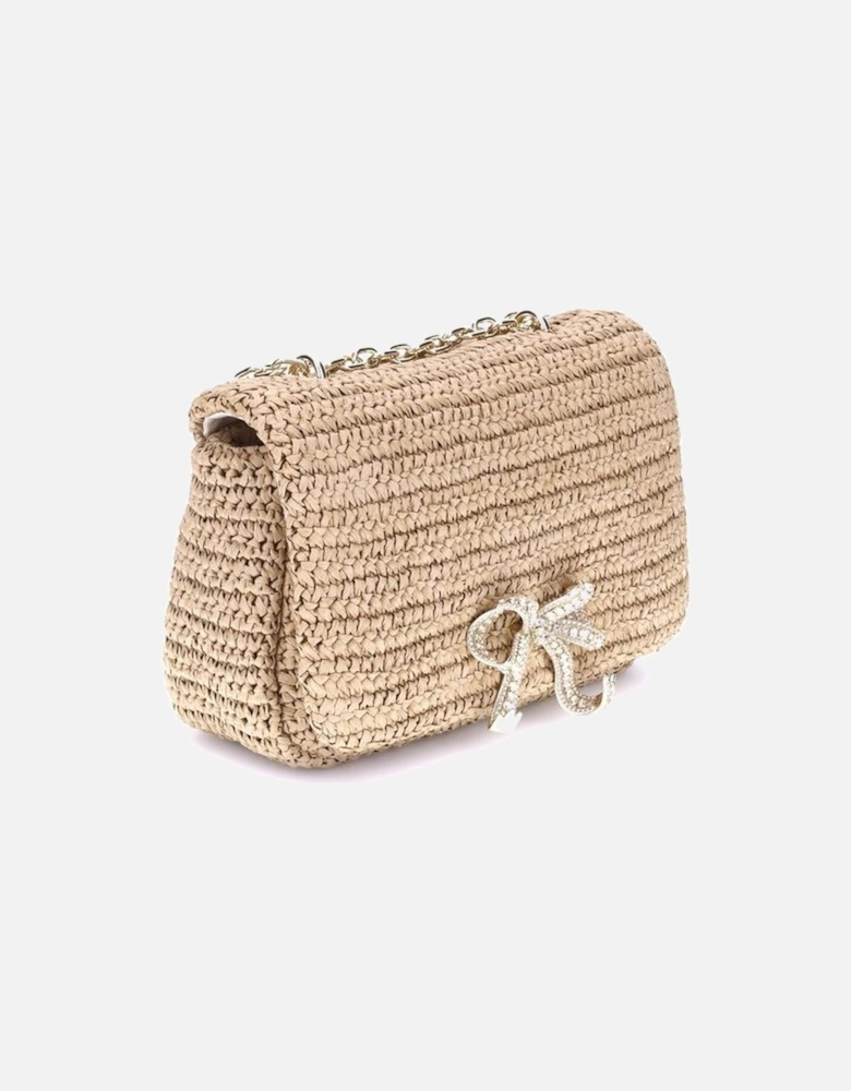 Bow Raffia Shoulder Bag Women - Beige