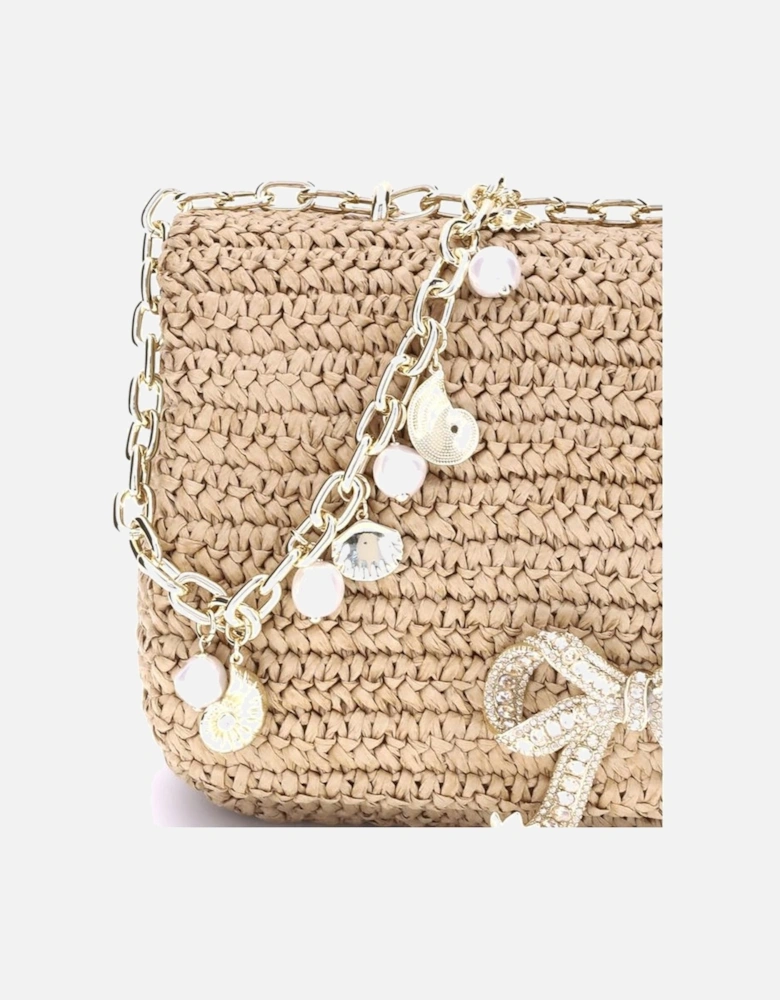 Bow Raffia Shoulder Bag Women - Beige